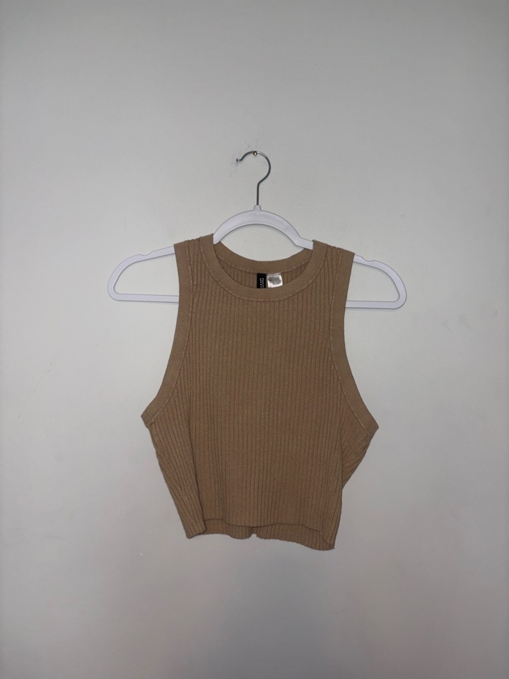 Divided ~ Beige Ribbed Cropped TankTop